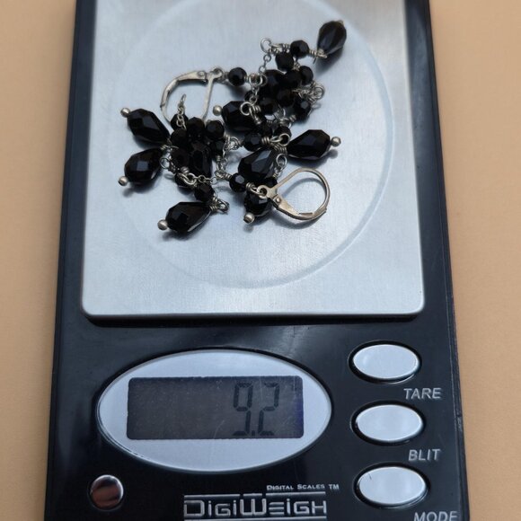 Sterling Silver Cute Black Crystal Dangle Earrings A5758 - Picture 6 of 6